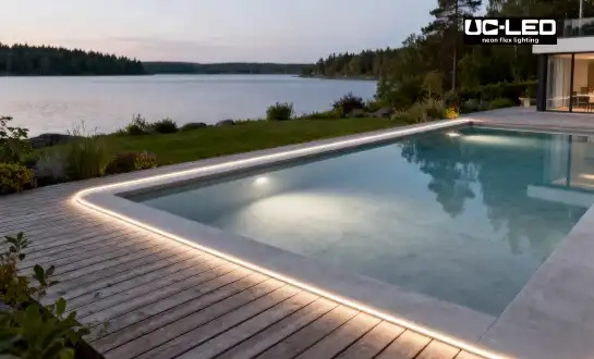 What type of power supply and controller are recommended for pool lighting?